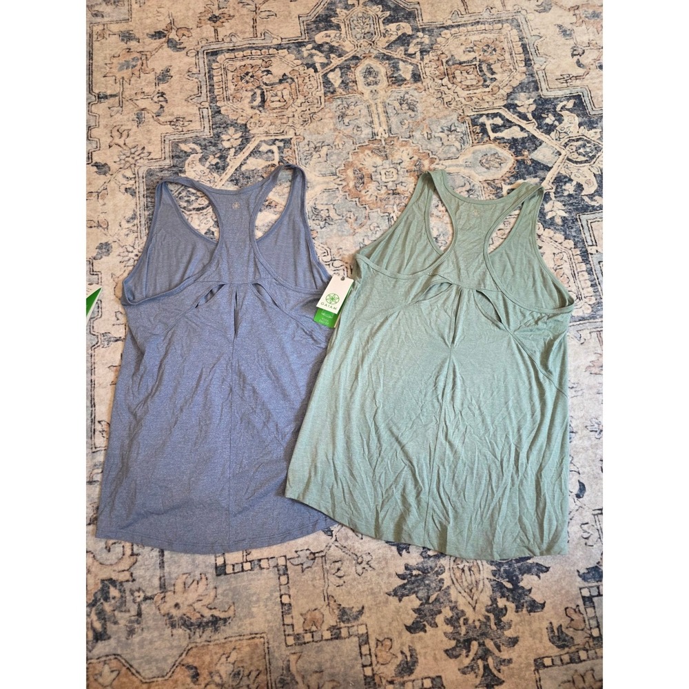 NWT GAIAM Women's XL Sage Green Stonewash Heather Blue Athleisure Exhale Tank - Picture 6 of 6